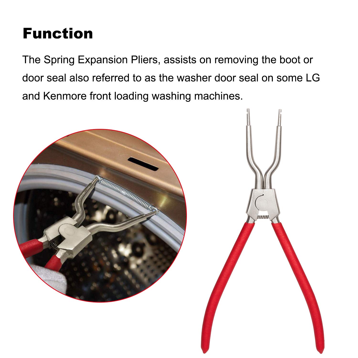 383EER4001A Washer Inner/Outer Tub Spring Expansion Tool 383EER4004A For LG, Samsung, Kenmore, Whirlpool Washing Machines, Spring Tool Expands to 4.3 Inches for Door Boot Seal Clamp Ring Removal