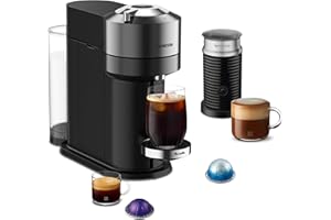 Nespresso Vertuo Next Deluxe Coffee and Espresso Maker, Pure Chrome with Aeroccino Milk Frother,1.1 liter, Black,Dark Chrome