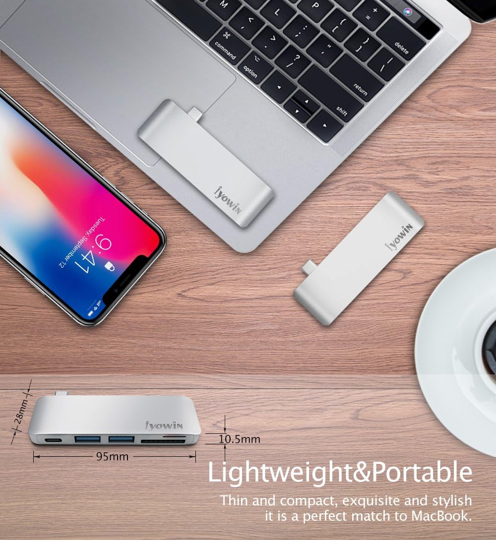 Iyowin Aluminio Thunderbolt 3 USB Tipo-C Adaptador Dongle para ...