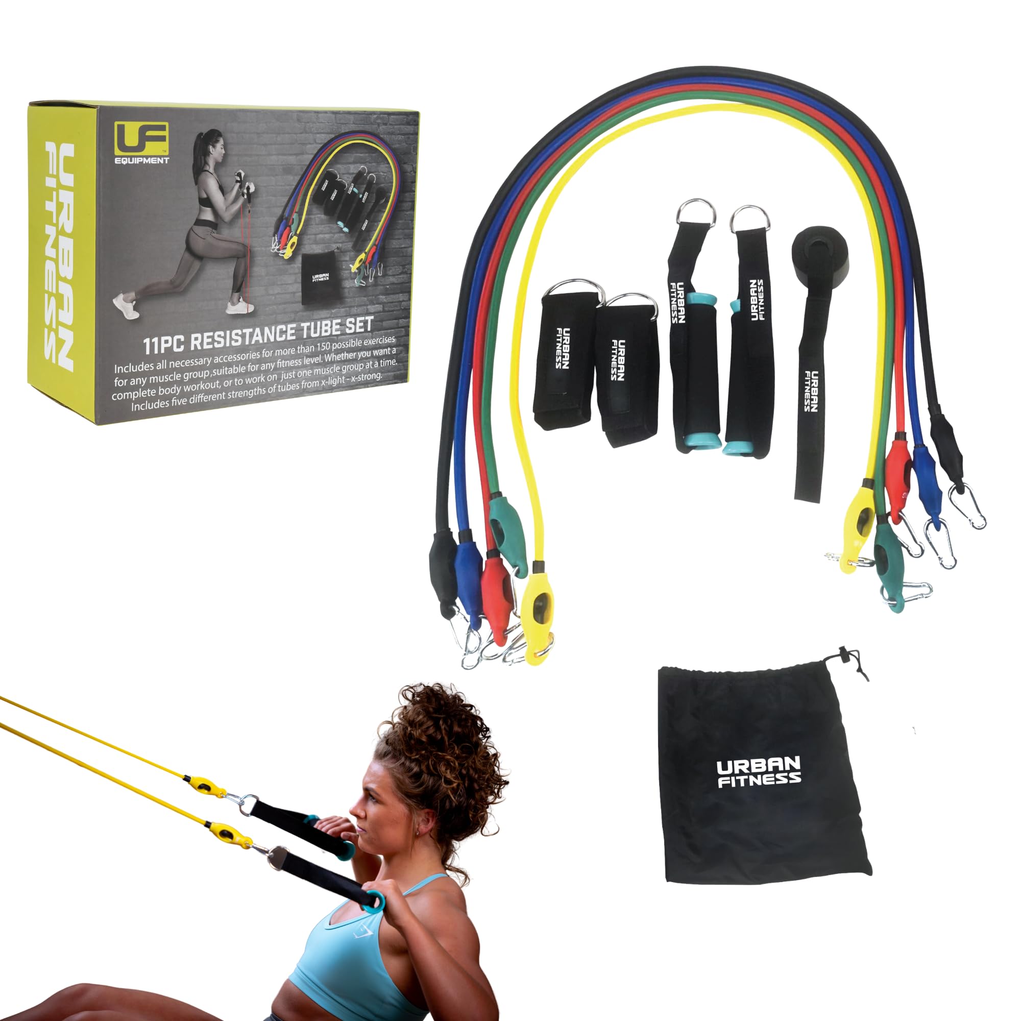 Urban Fitness 11pc Resistance Tube Set