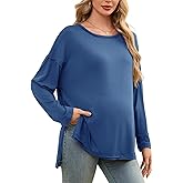 Smallshow Women's Long Sleeve Maternity Shirts Loose Tunic Pregnancy Tops