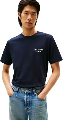 Brand Love Small Hilfiger Tee Mw0mw41456 T-Shirt S/S, Bleu (Ciel du désert), M Homme, Bleu (Ciel du Désert), Medium