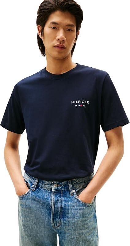 Brand Love Small Hilfiger Tee Mw0mw41456 T-Shirt S/S, Bleu (Ciel du désert), M Homme, Bleu (Ciel du Désert), Medium — photo 1 sur 5