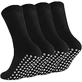 Horuru Non Slip Grip Socks for Men Women Crew Grippy Socks for Hospital Pilates Yoga,Gifts for Seniors Elderly