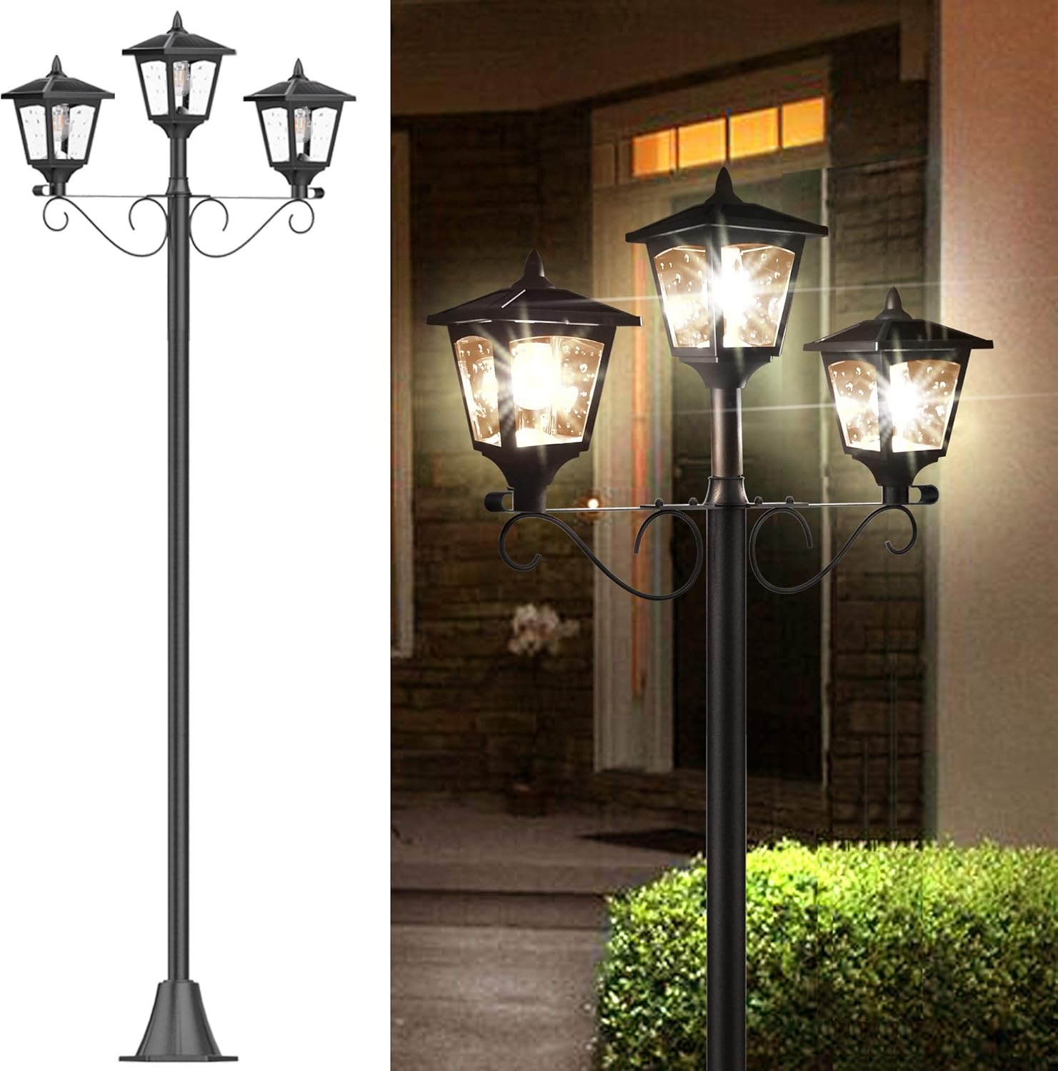 Street Vintage Solar Post Light For Front Back Door Garden Update 72 Solar Lamp Post Lights Outdoor Triple Head Solar Lamp Outdoor Street Driveway Outdoor Decor Patio Lawn Garden Femsa Com
