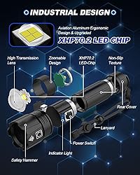 Victoper Rechargeable Flashlight, High Lumens Super
