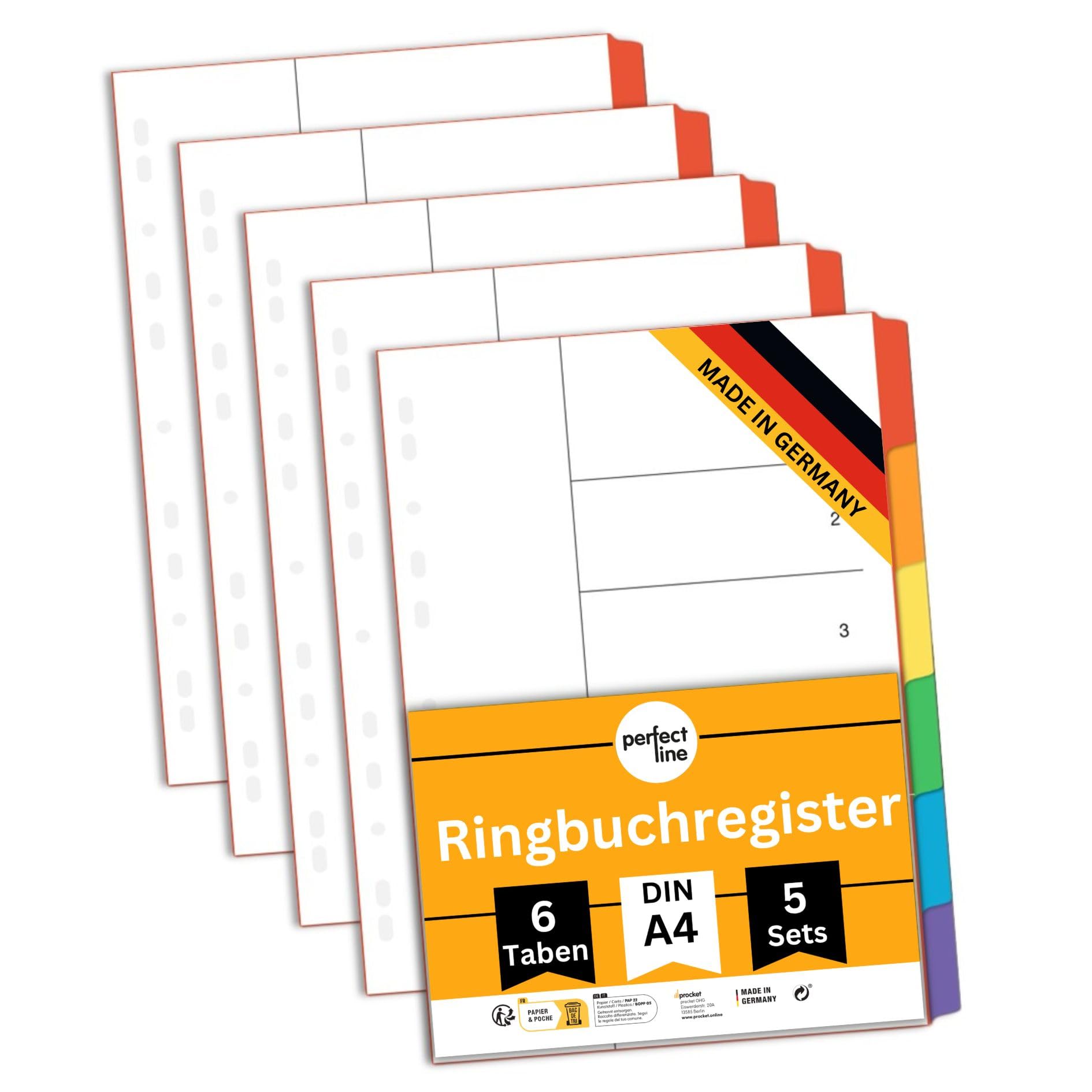 perfect line File dividers A4, Folder dividers for Lever Arch Files, 6-piece, Set of 5, Cardboard, Made in Germany