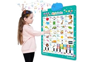 CENGNIAN Electronic Alphabet Wall Chart, Talking ABC, 123s, Music Poster, Kids Learning Toys for Toddlers 1-3, Interactive Educational Toddler Toy, Birthday Gifts for Age 1 2 3 4 5 Year Old Boys Girls