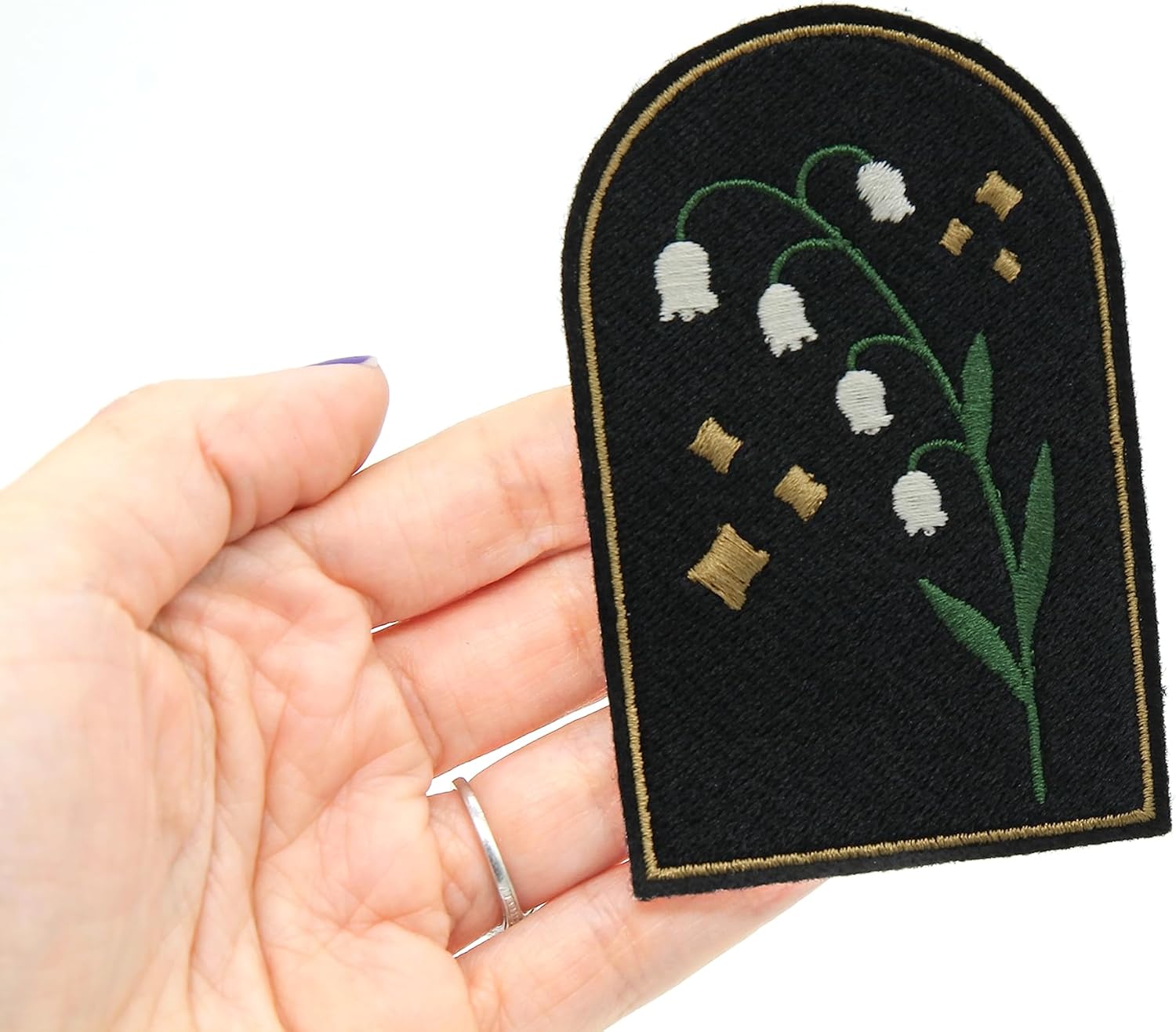 Mixed Media - Lily of the Valley Flowers Iron On Embroidered Patch