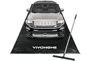 VIVOHOME Containment Mat (8'6" x 20') with Stay Put Corner, PVC Garage Floor Mats, Heavy Duty Garage Parking Mat with a Squee