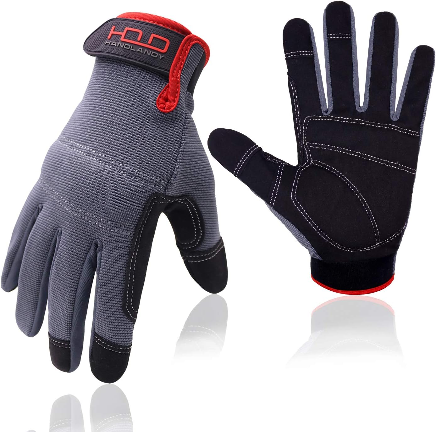 HLDD HANDLANDY Mens Firm Grip General Utility Light Work Gloves, Mechanic Gloves Touchscreen for Men Light Duty Safety Work Glove