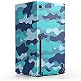 WOLIBEAR Magnetic Smart Wraps for Xbox Series X Console, Full Protection Protective Cover Case for Xbox Series X Accessories with Premium PU Leather and Soft Inner Lining - Blue Camo