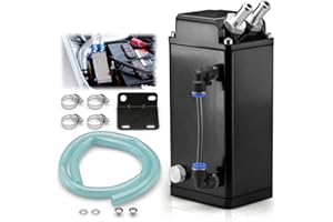 EZAUTO WRAP Black Square Aluminum Engine Oil Catch Tank Can Reservoir Breather #2