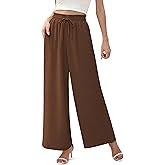YuYukan Women's Wide Leg Linen Pants High Waisted Flowy Palazzo Pants Lounge Loose Casual Work Pants Trousers Pockets