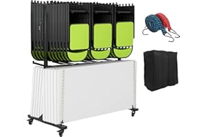 400 LBS Folding Table and Chair Cart with Weatherproof Cover, Heavy-Duty Multi-Function Chair Cart for 84 Chairs, with Height