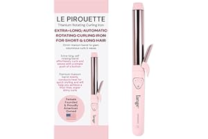 L'ANGE HAIR Le Pirouette 32MM Titanium Rotating Curling Iron Self-Rotating Curler | Curls and Waves for Beginners and Pros | Premium Titanium 1.25 Inch Barrel | Blush