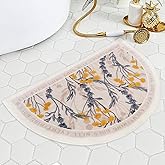 Islafeliz Half Circle Boho Bathroom Rugs - Non Slip, Machine Washable Half Round Bohemian Retro Bath Mat for Bathroom, Kitchen, Bedroom, Tub and Shower, Indoor Floor and Door Mat, Large