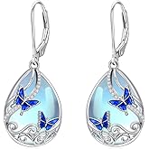 POTOPYY Teardrop Butterfly/Dragonfly/Bee Dangle Earrings for Women 925 Sterling Silver Moonstone Turquoise Earrings Animal Jewelry Valentines Day Mothers Day Gifts for Women