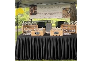 Albassa Black Table Skirt 6ft for Rectangle Tables Wrinkle Resistant Pleated Ruffle Table Cloth for Banquet, Wedding, Baby Shower, Display Gift Dining Table