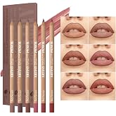 Beauty Glazed 6pcs Nude Brown Lip Liner Makeup Set - Waterproof &amp; Smudge-Proof Matte Pencil, Long-Lasting &amp; Durable, Smooth &amp; Easy Glide, Non-Smudge, Contouring, Filling &amp; Layering (NUDE-PINK Set)