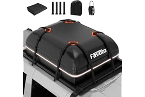 Favoto Car Roof Cargo Bag - 20 Cubic Feet Waterproof Carrier for Most Vehicles SUV/Sedan, 500D PVC Material with 8 Reinforced Straps & Anti-Slip Mat​, Black & Orange, Black Blue