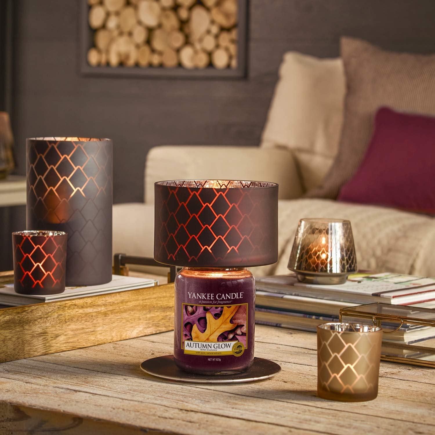 Yankee Candle Scented Candle Scented Candle Autumn Glow Large Jar Candle Burn Time Up to