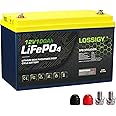 LOSSIGY 12V 100AH LiFePO4 Lithium Battery with 100A BMS, 1280Wh Deep Cycle Power Supply, Perfect for Solar System, RV, Marine, Off Grid, Golf Cart,
