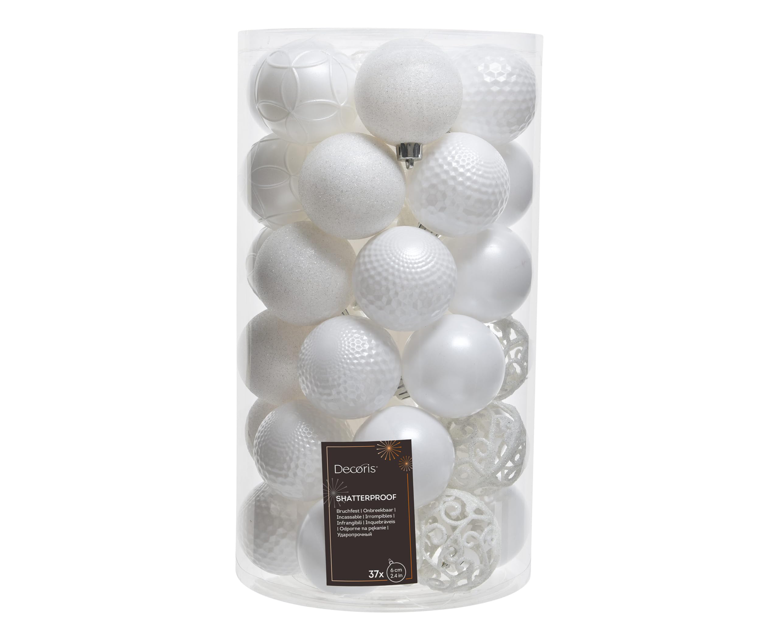 Decoris Christmas Tree Baubles White (37-Piece)