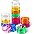 Sieral 7 Day Stackable Medicine Storage Box 7 Compartments Pill Case Vitamin Holder Organizer Weekly Travel Container with Lids for Medications, Vitamins and Supplements(2 Pieces)