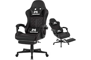 Gamtimer Gaming Chair, 400 lbs Adult Chair, High Back Computer Chair with Footrest and Linked Armrests, Office Video Game Chair with Lumbar Support (Black)