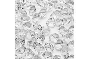 PMLAND Clear Acrylic Ice Rocks Crystals Gems - 1 Inch Length 3 lbs Bulk Bag for Vase Filler Table Scatter Party Wedding Arts Crafts Decoration Display Idea