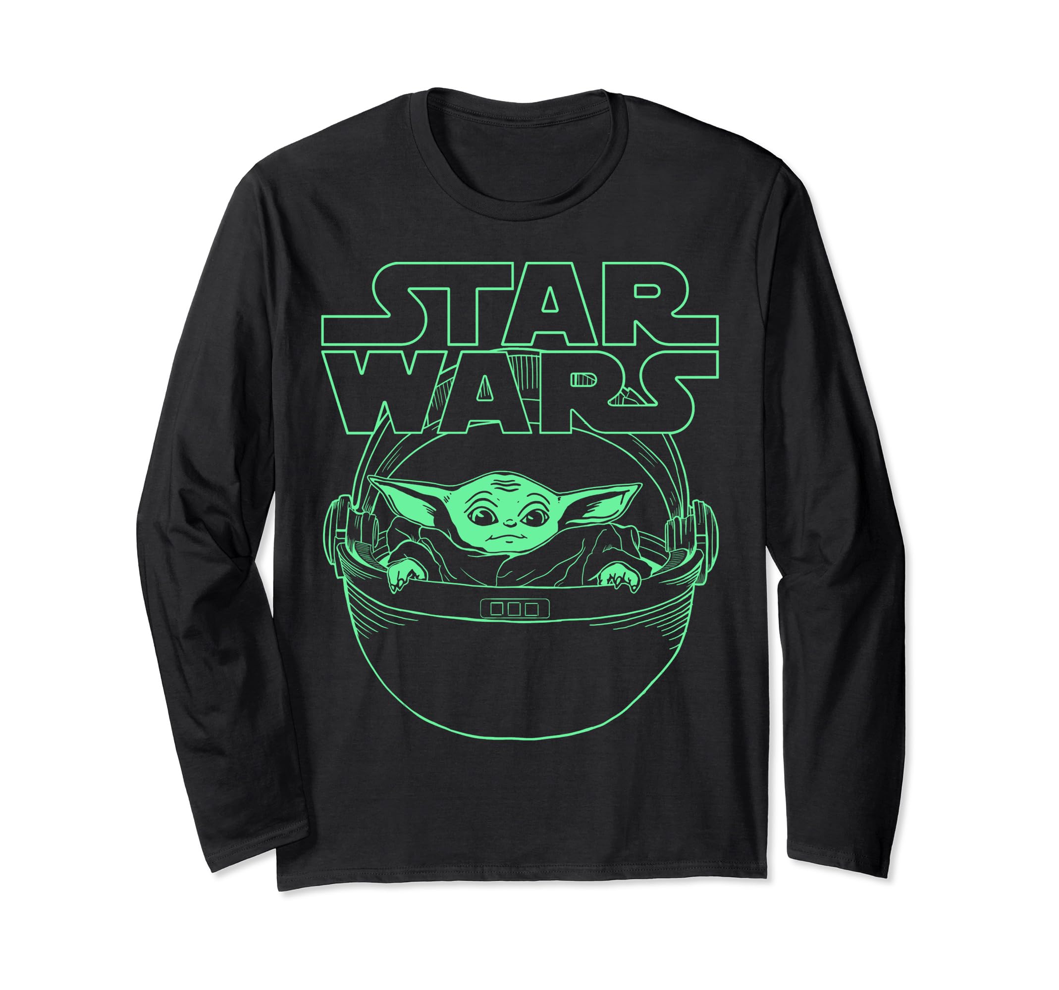 Star Wars The Mandalorian The Child Neon Line Art Long Sleeve T-Shirt
