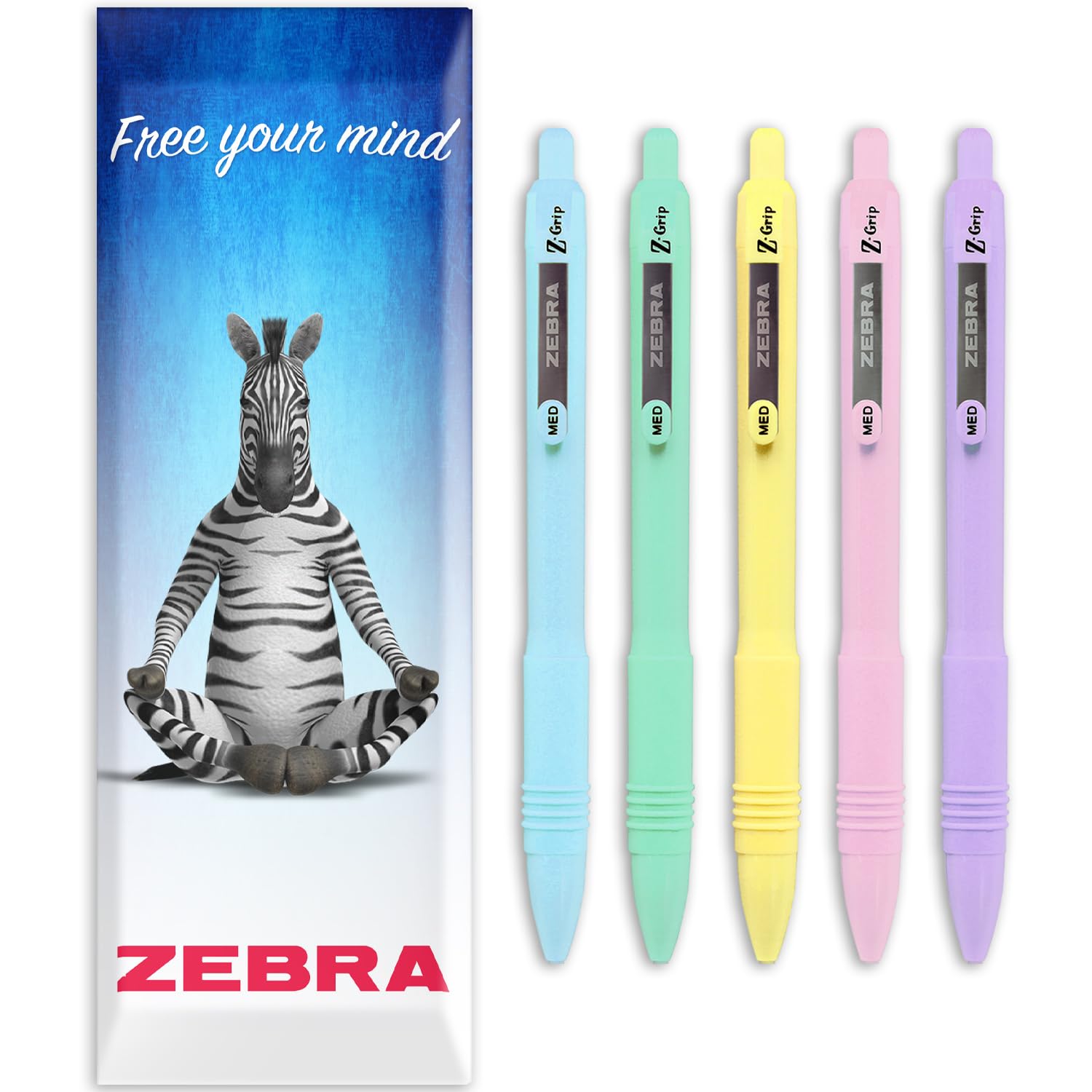Zebra Z-Grip Smooth Ballpoint Pen - 1.0mm - Black Ink - Pastel Barrel - Wallet of 5