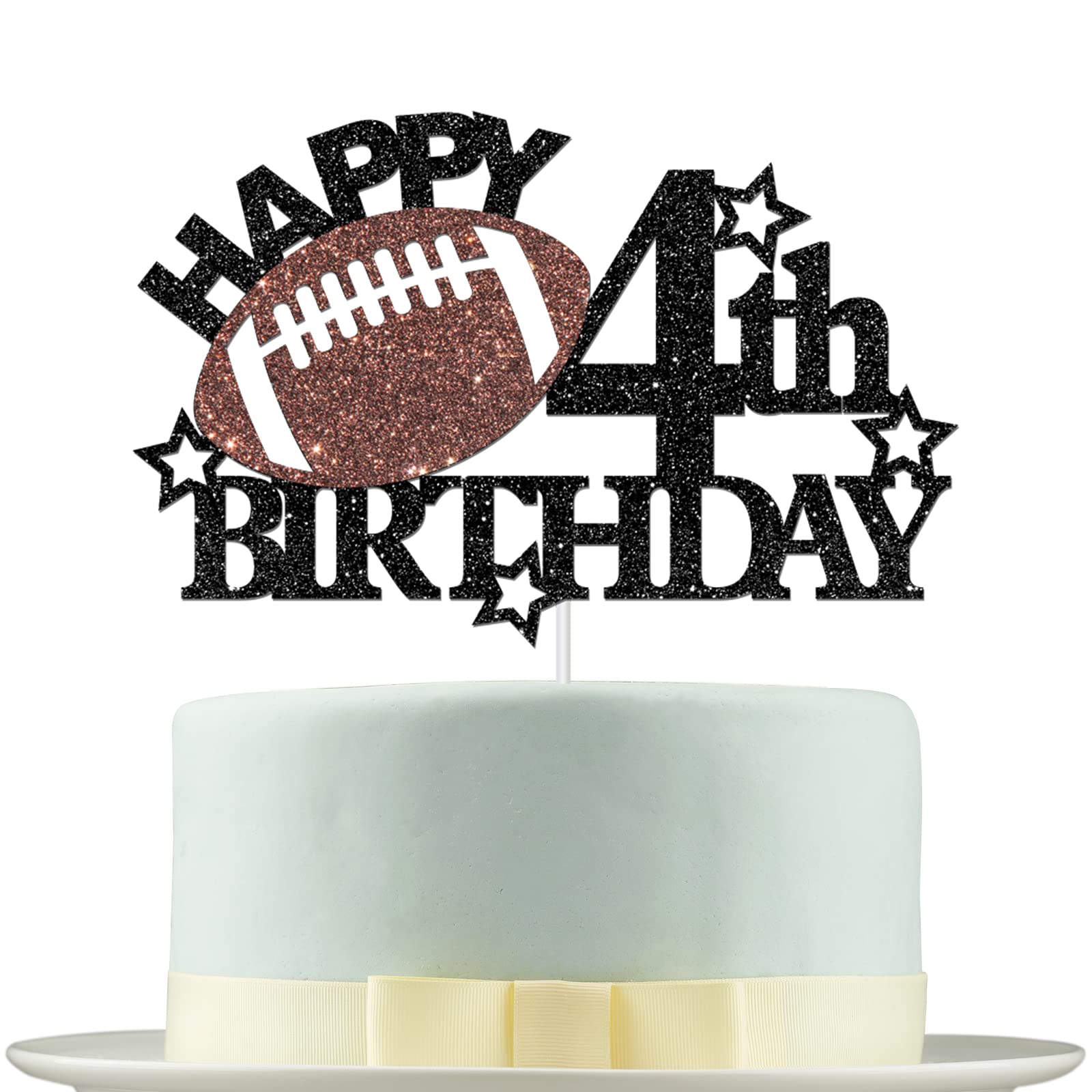 Photo 1 of Deloklte Football Happy 4th Birthday Cake Topper - Football/Sport Theme Birthday Party Decorations for Boys - Four Years Birthday Party Supplies