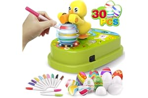 Engfa Easter Egg Decorating Kit, Easter Egg Dye Kit Egg Decorating Spinner with 12 Dying Markers 30 Plastic Easter Eggs and Slings, Easter Basket Stuffers Easter Gifts for Kids
