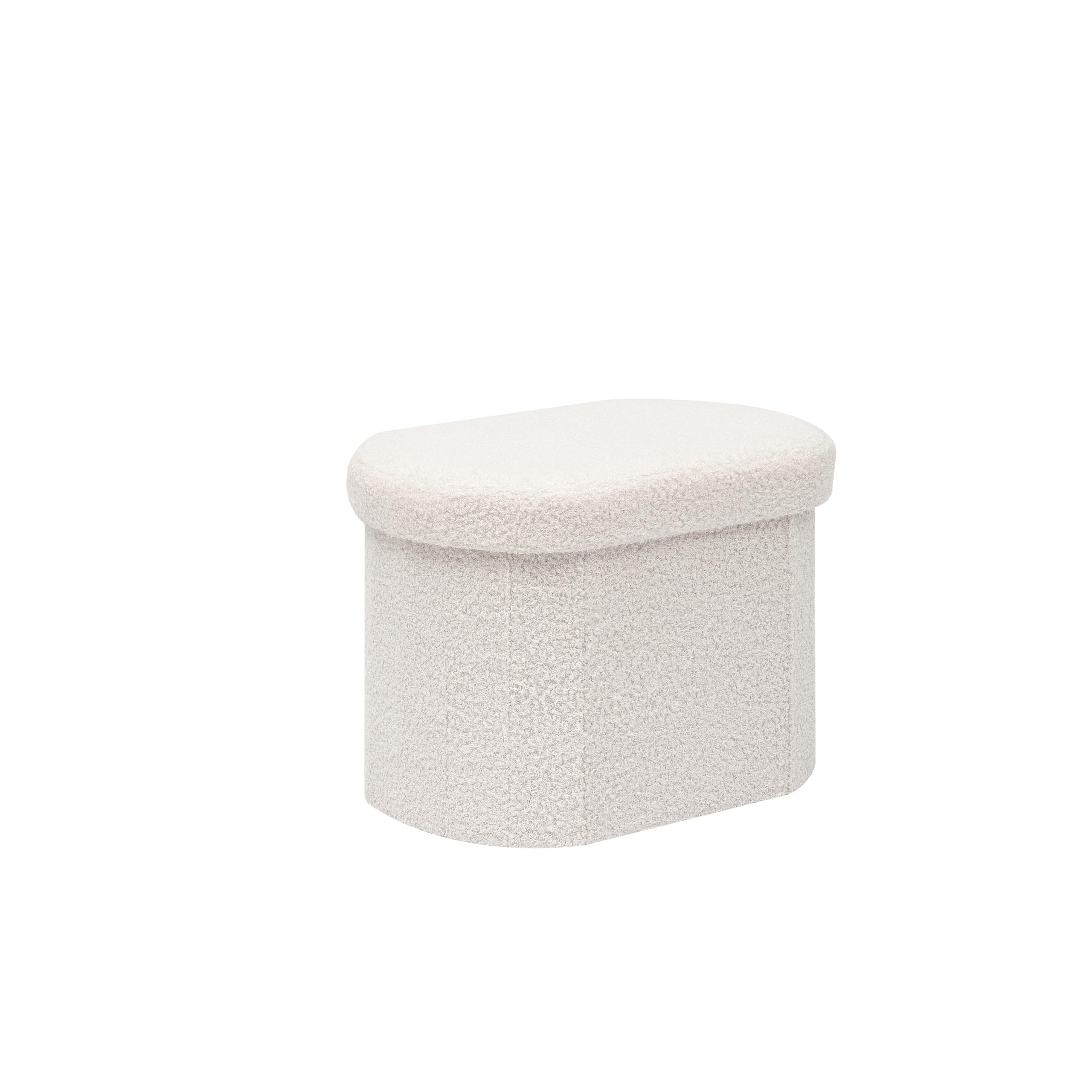 B FSOBEIIALEO Storage Ottoman for Dorm Room, Boucle Folding Storage Ottoman Foot Rest, 16.14 Inches Small Collapsible Ottoman Cube for Living Room White