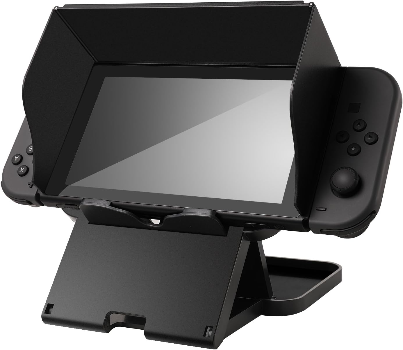 Adjustable Stand for Nintendo Switch, Yocktec Compact PlayStand Sunscreen Stand with 4 level Angle Settings and Shade Cover, Foldable Multi Angle Stand Bracket Holder for Nintendo Switch-Black