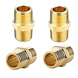 Quirkmyn 4PCS Hex Brass Nipple 1/2"NPT Male X