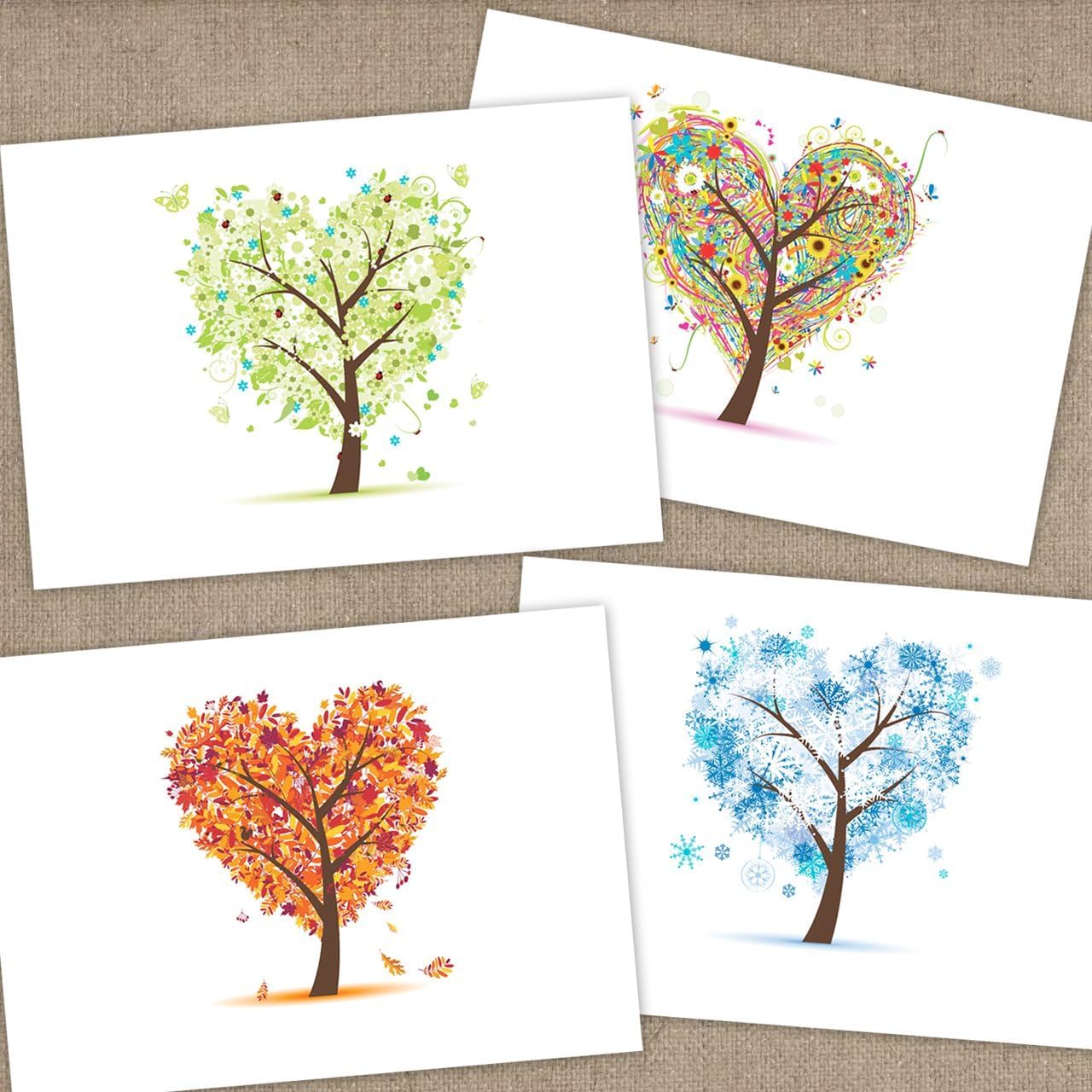 Seasons of Life Note Card Assortment Pack/Set Of 24 Greeting Cards And White Envelopes / 4 7/8