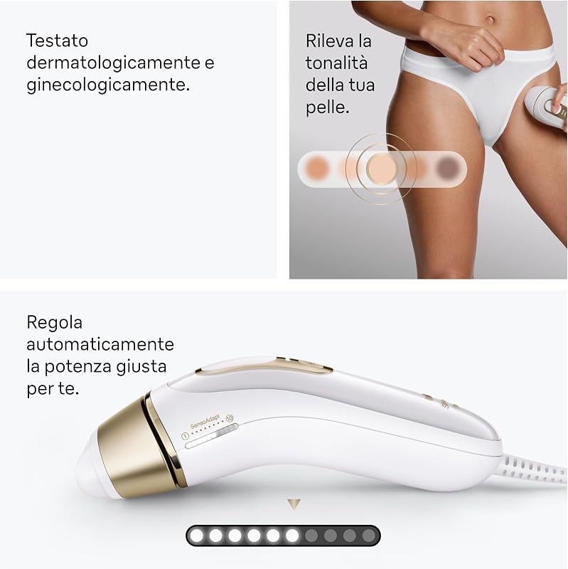 Silk·Expert pro 5 Epilatore Luce Pulsata, Testina, Rasoio, PL5110 Oro