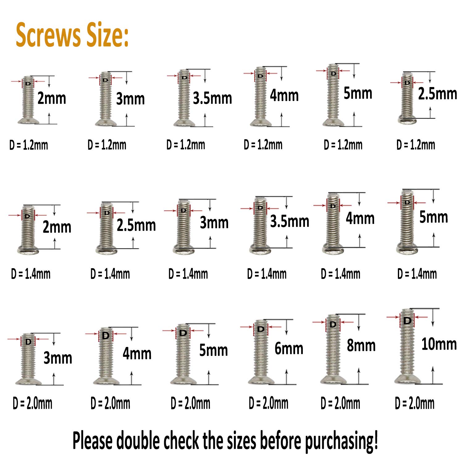 Small Screws Assortment Kit Hotetey 18 Kinds M1.2 / M1.4 / M2.0 Tiny Micro Screws Set with Tweezers and Mini 3 in 1 Screwdriver Keychain for Glasses Watches, Silver