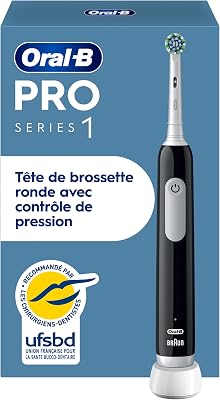 Brosse à Dents Electrique Pro 1 avec Brossette de Rechange, Noire