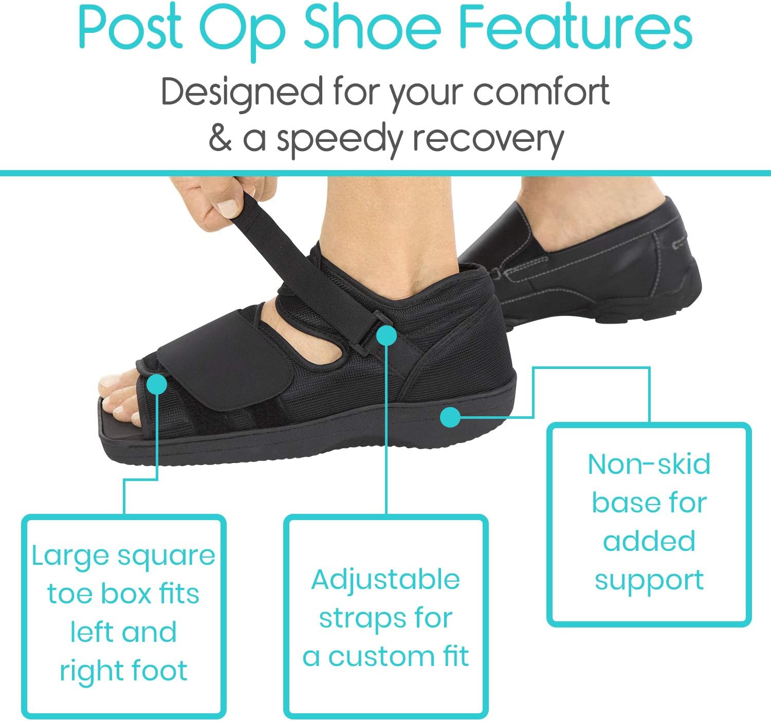 Vive Post Op Shoe - Lightweight Medical Walking Boot with Adjustable Strap: Health & Personal Care