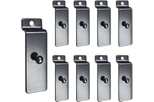 MEWUTHEDE Metal Slatwall Utility Hooks, 10pcs Commercial Slatwall Picture Hook Notch Picture Display Hooks Hangers Painting Hook for Photo Frame Painting Arts Center Slat Panel (Black)