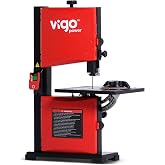 VIGO POWER 9 Inch Benchtop Band Saw for Woodworking, 2.8A Portable Bandsaw | Induction Motor, Dual Speed, 12x12 in Aluminum Table Tilts 0-45 Degrees, Miter Gauge &amp; Dust Port, Quiet Machine for DIY