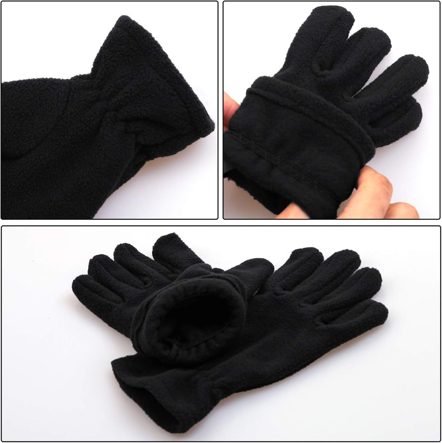 Cooraby 4 Pairs Kids Fleece Gloves Winter Polar Fleece Warm Gloves for Winter Cold Weather: Clothing
