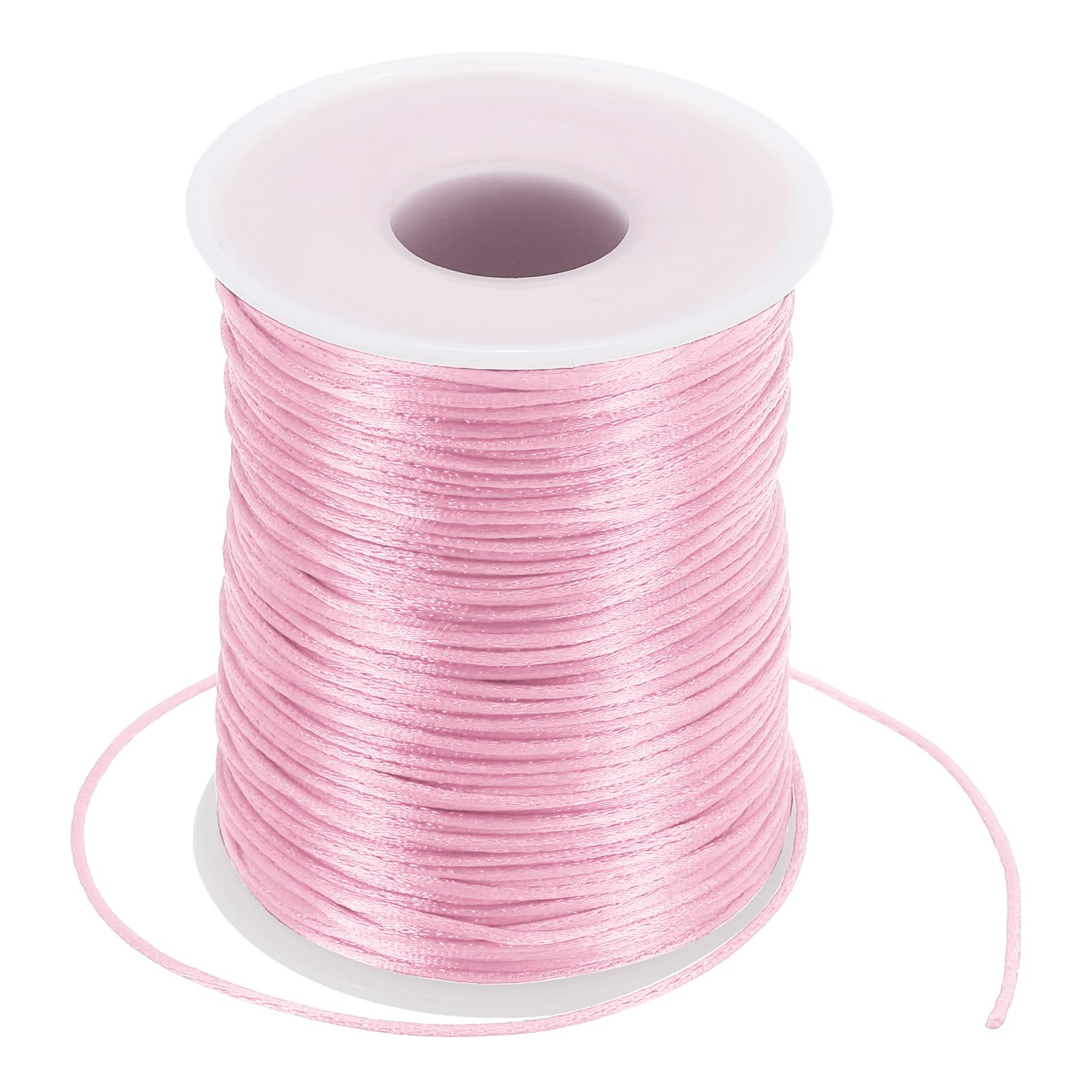 PATIKIL 1.5mm x 109 Yard Nylon Satin Cord, Nylon Beading String Knotting Cord Chain Braided Rope for Bracelets Jewelry Trim Chinese Knot, Pink