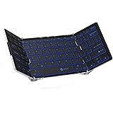 iClever Wireless Folding Keyboard with 3-Color Backlight, Tri-folding Bluetooth Keyboard with Aluminum Alloy Base for iOS Windows Android Tablets, Smartphones, Laptops, PC and More