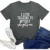 LOOKFACE I Love Talking to Myself She Gets me Women Graphic Shirts Cute Tees