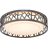 VICNIE Flush Mount Ceiling Light, 12 inch 15W LED Dimmable Lighting Fixture, 3000K Warm White, Oil Rubbed Bronze Fihished, ET